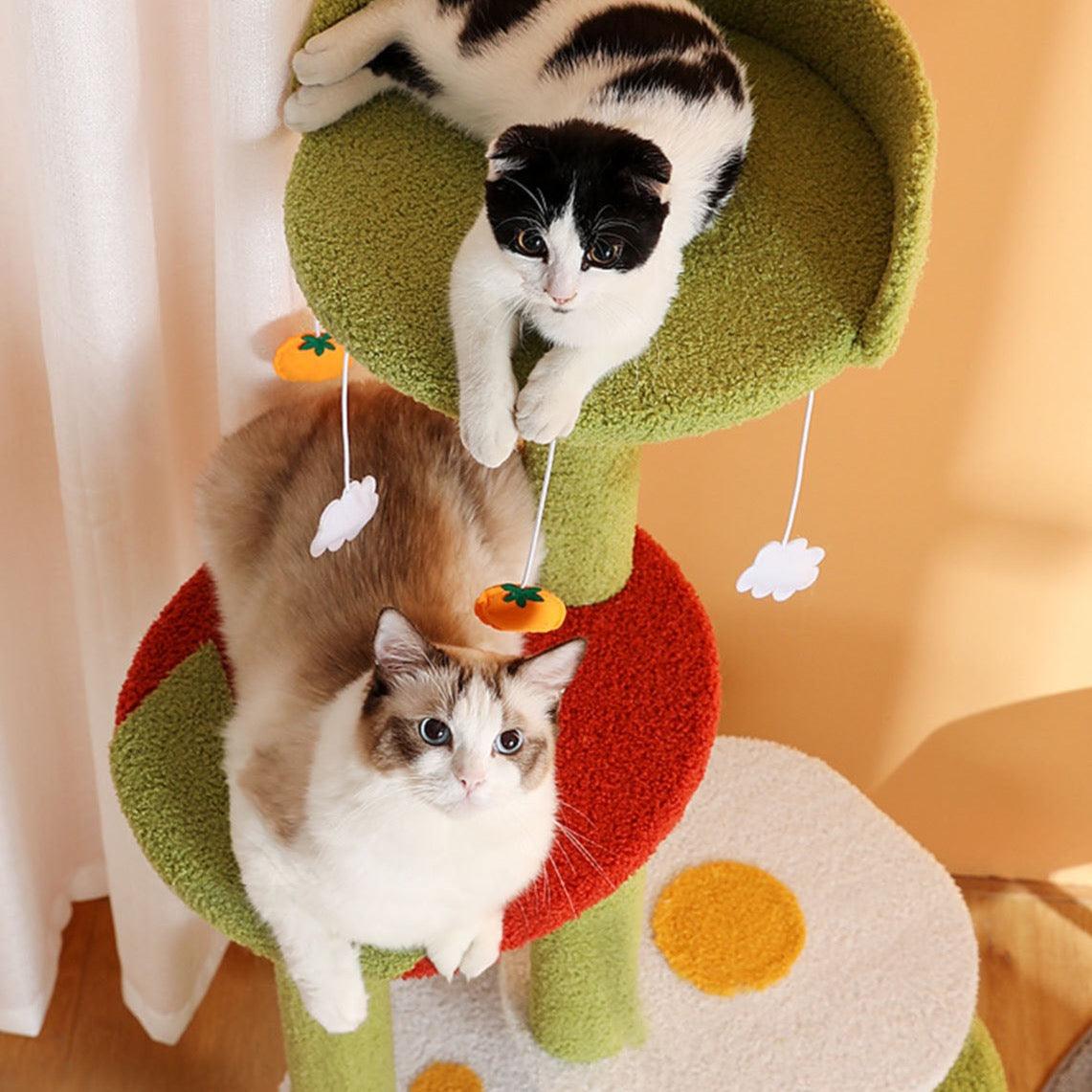 Kyali Cat Tree, Cat Climber, Coral Fleece