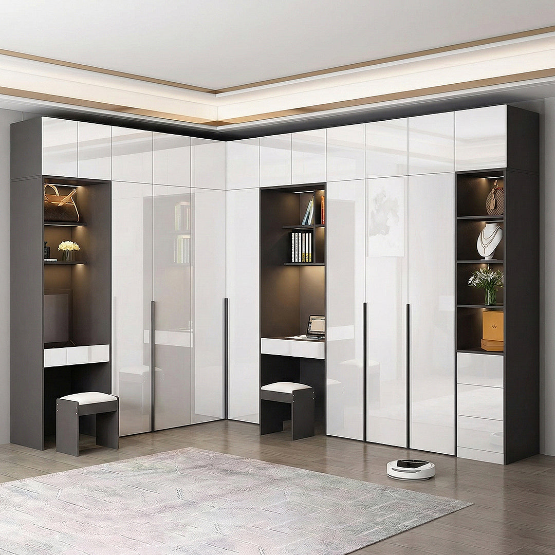 Nascimento Corner Wardrobe, Tall Wardrobe, L Shape Wardrobe With Dressing Table