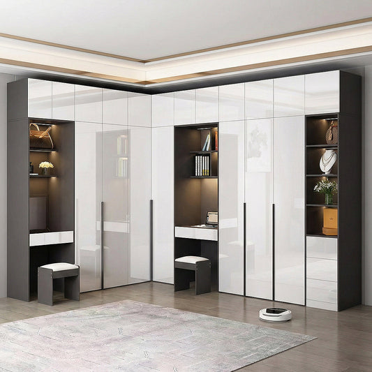 Nascimento Corner Wardrobe, Tall Wardrobe, L Shape Wardrobe With Dressing Table