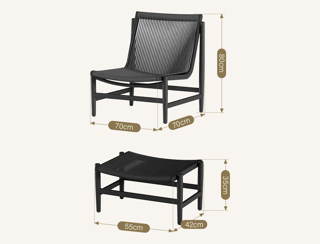 Lavoie Outdoor Lounge Chair With Footstool, Rattan