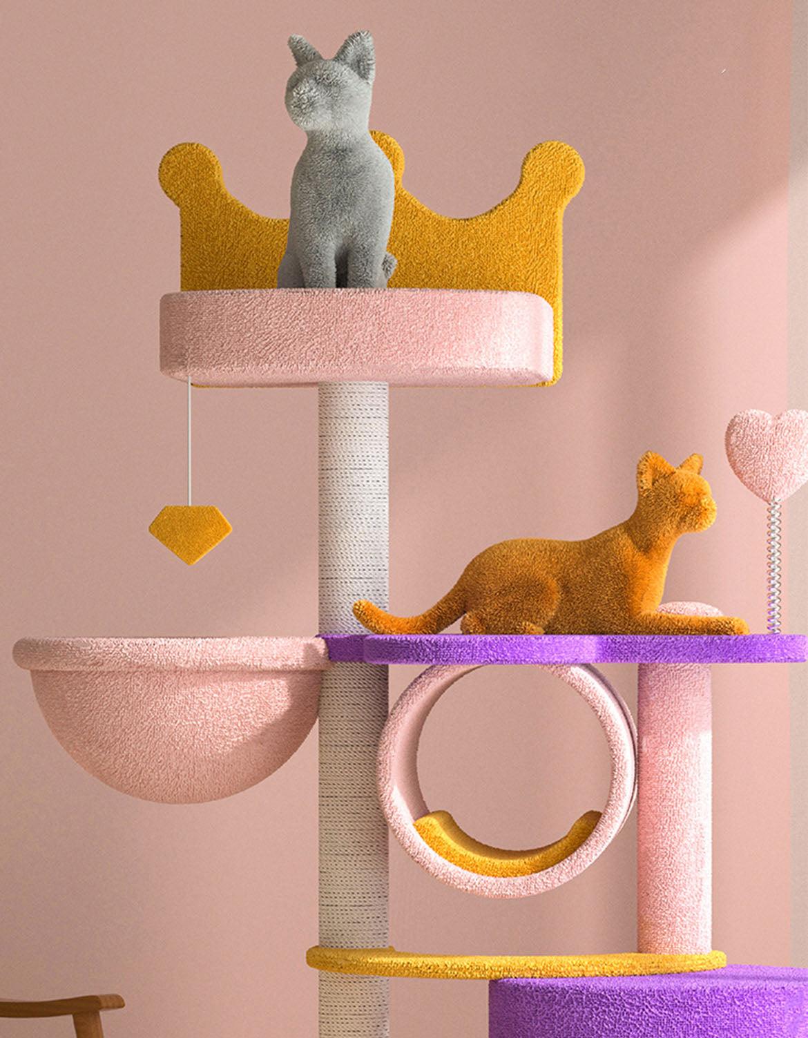 Seb Cat Climber, Cat Tree, Coral Fleece