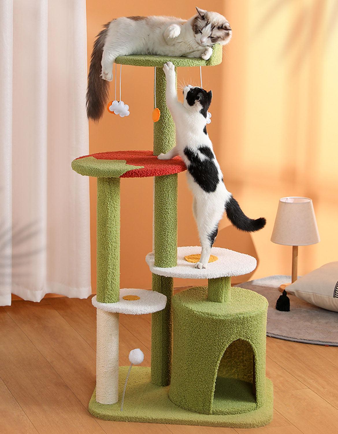 Kyali Cat Tree, Cat Climber, Coral Fleece
