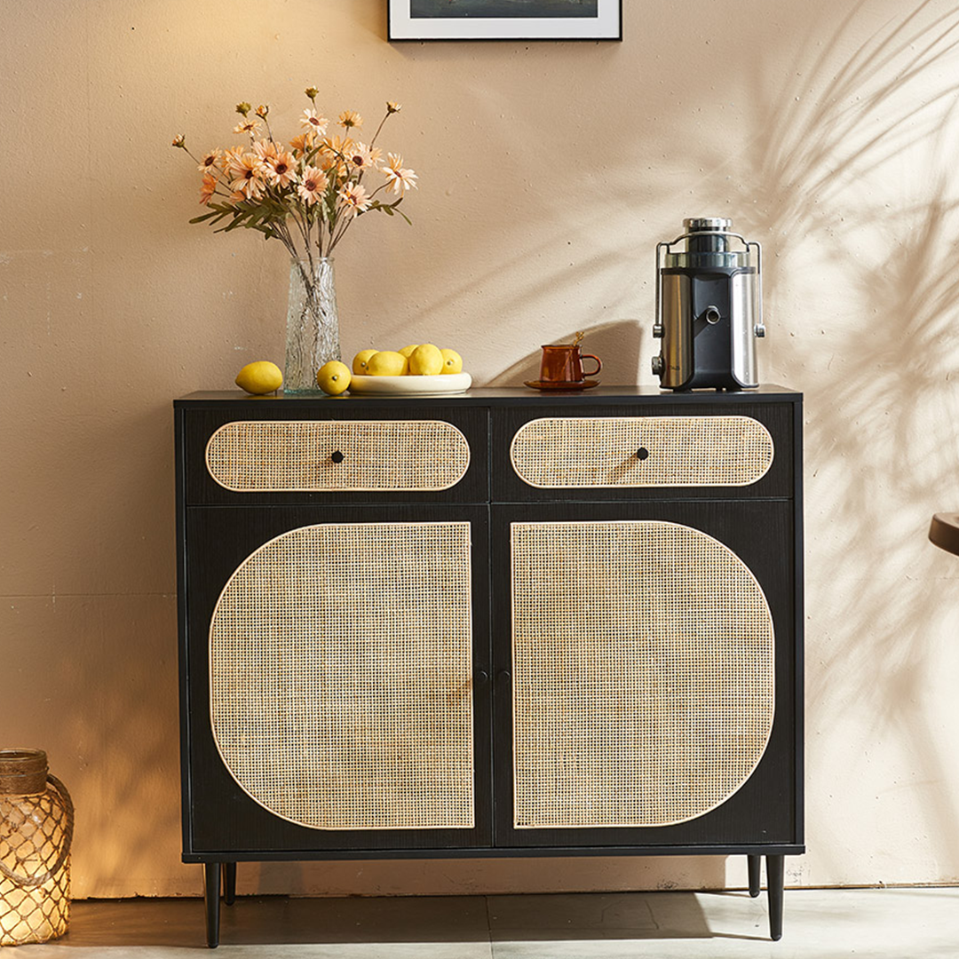 Barbary Rattan Sideboard, Black Or Oak