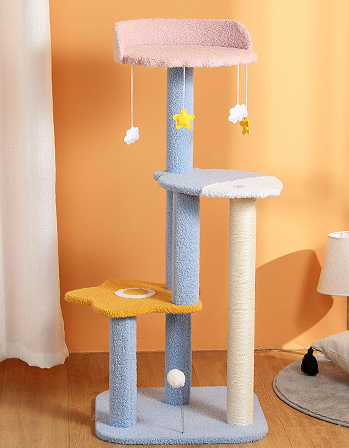 Kyali Cat Tree, Cat Climber, Coral Fleece