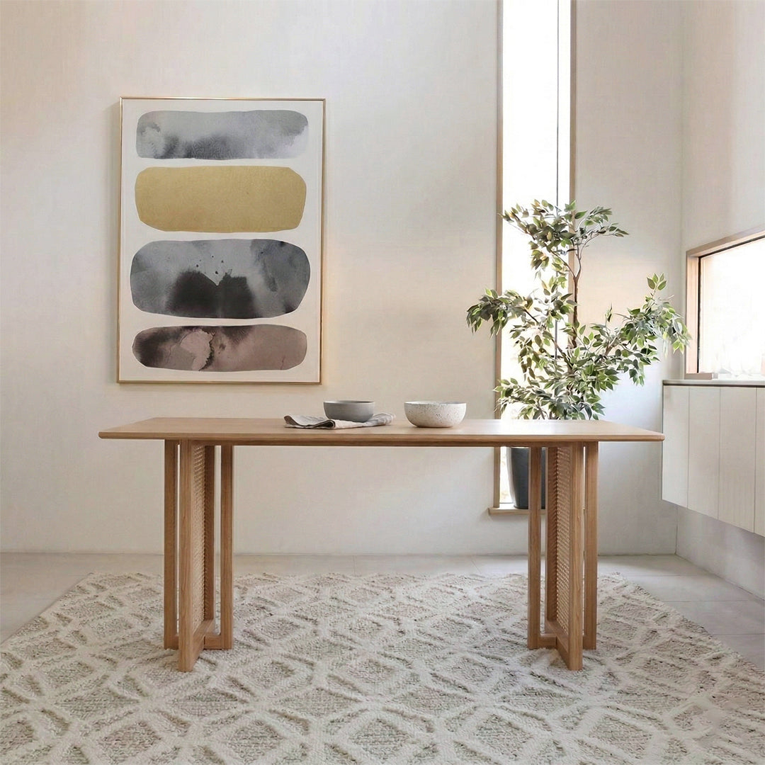 Gavril Rattan Dining Table, Oak, Rectangle