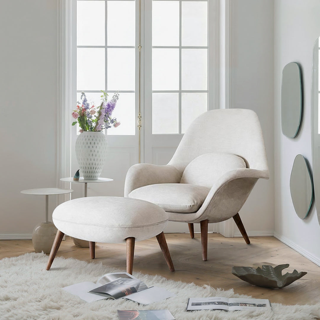Fredericia Swoon Armchair And Footstool, Velvet