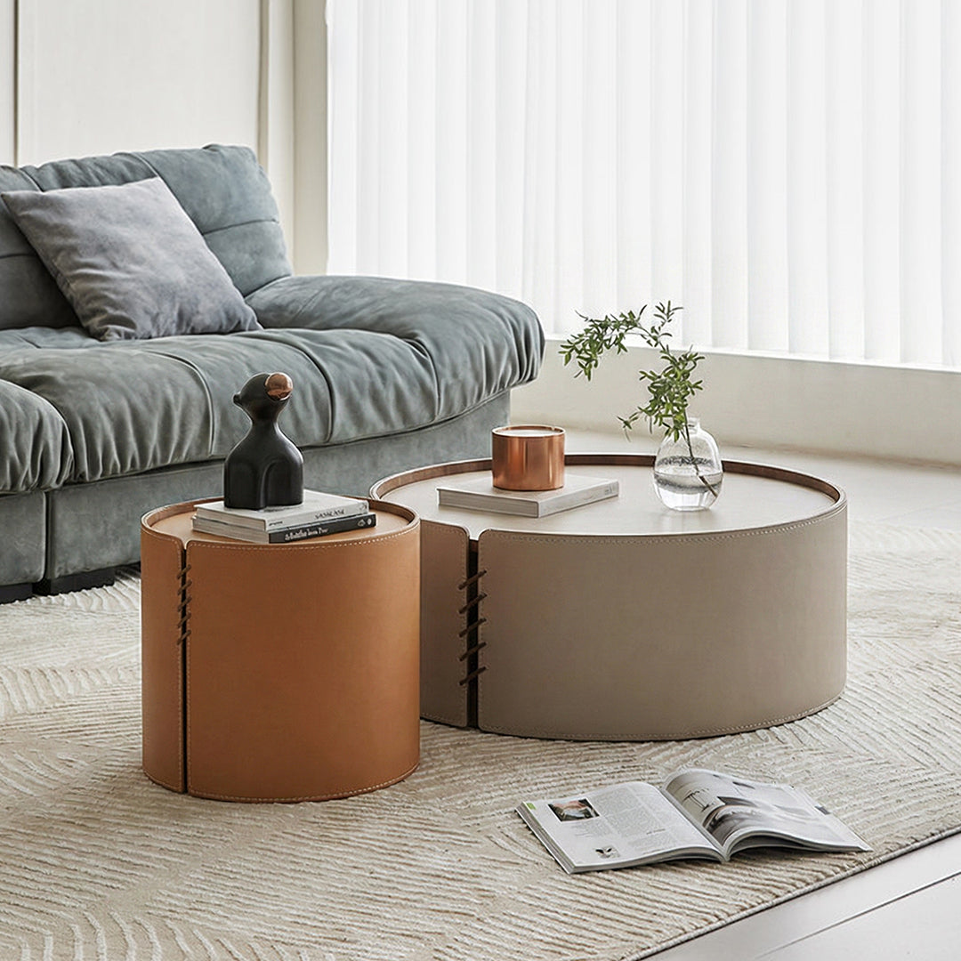 Rossi Nesting Coffee Table, Light Grey & Orange