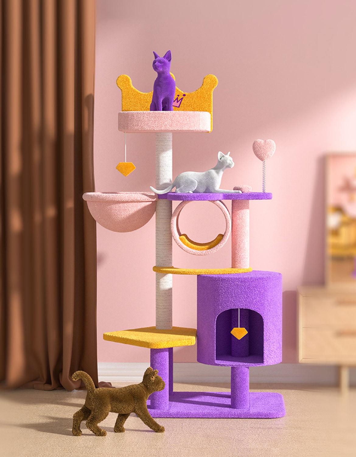Seb Cat Climber, Cat Tree, Coral Fleece
