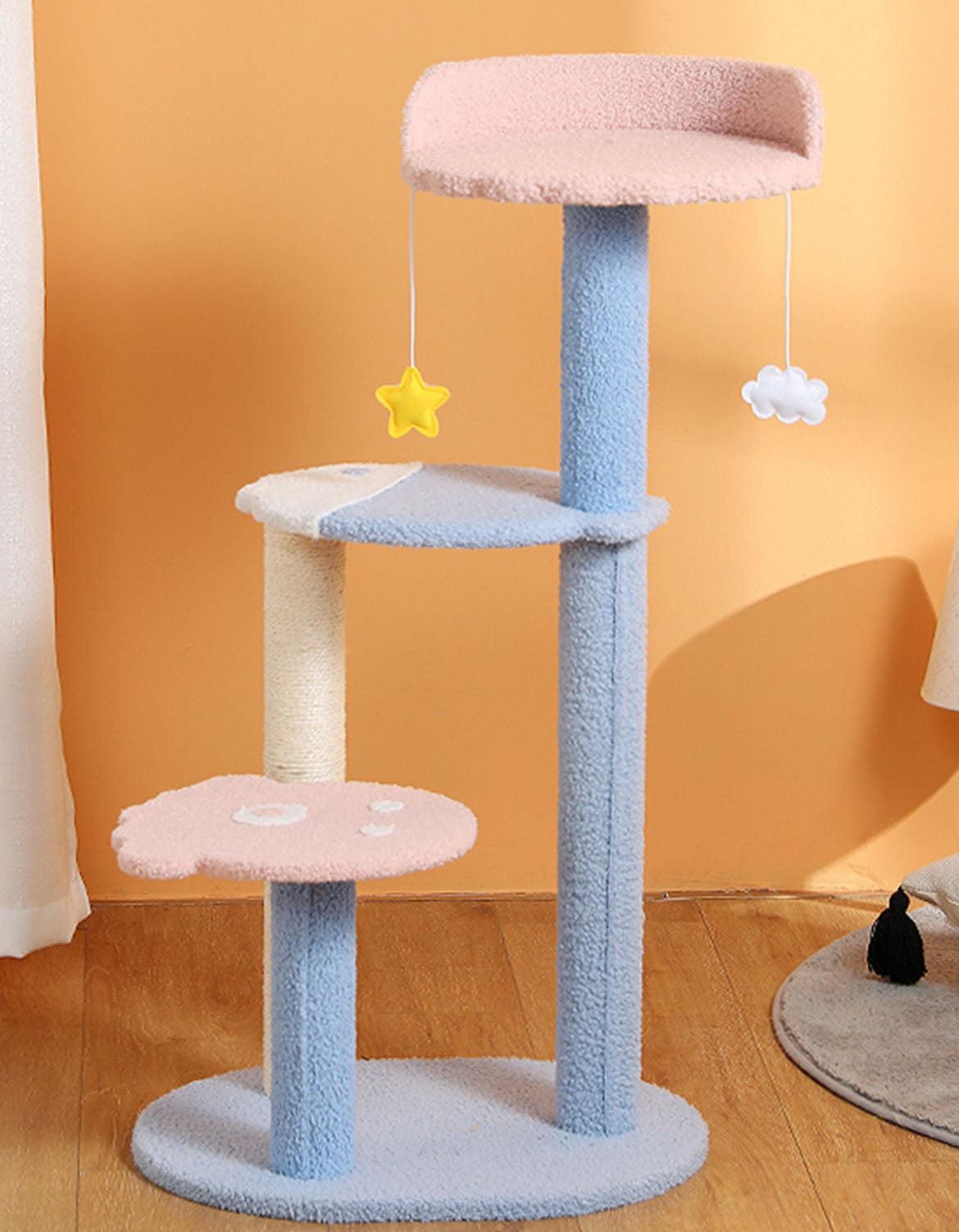 Kyali Cat Tree, Cat Climber, Coral Fleece