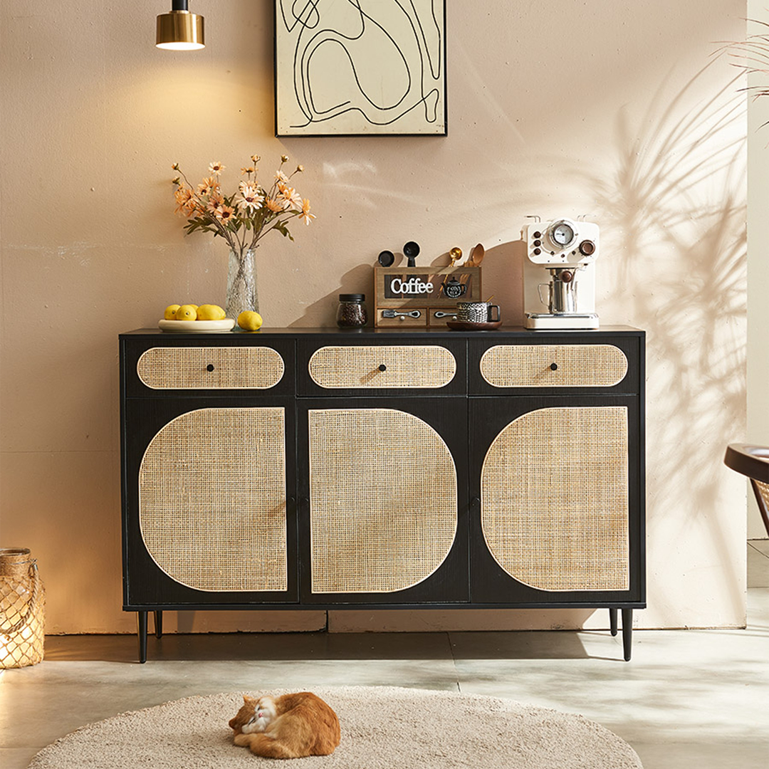 Ballard Rattan Sideboard, Black Or Oak