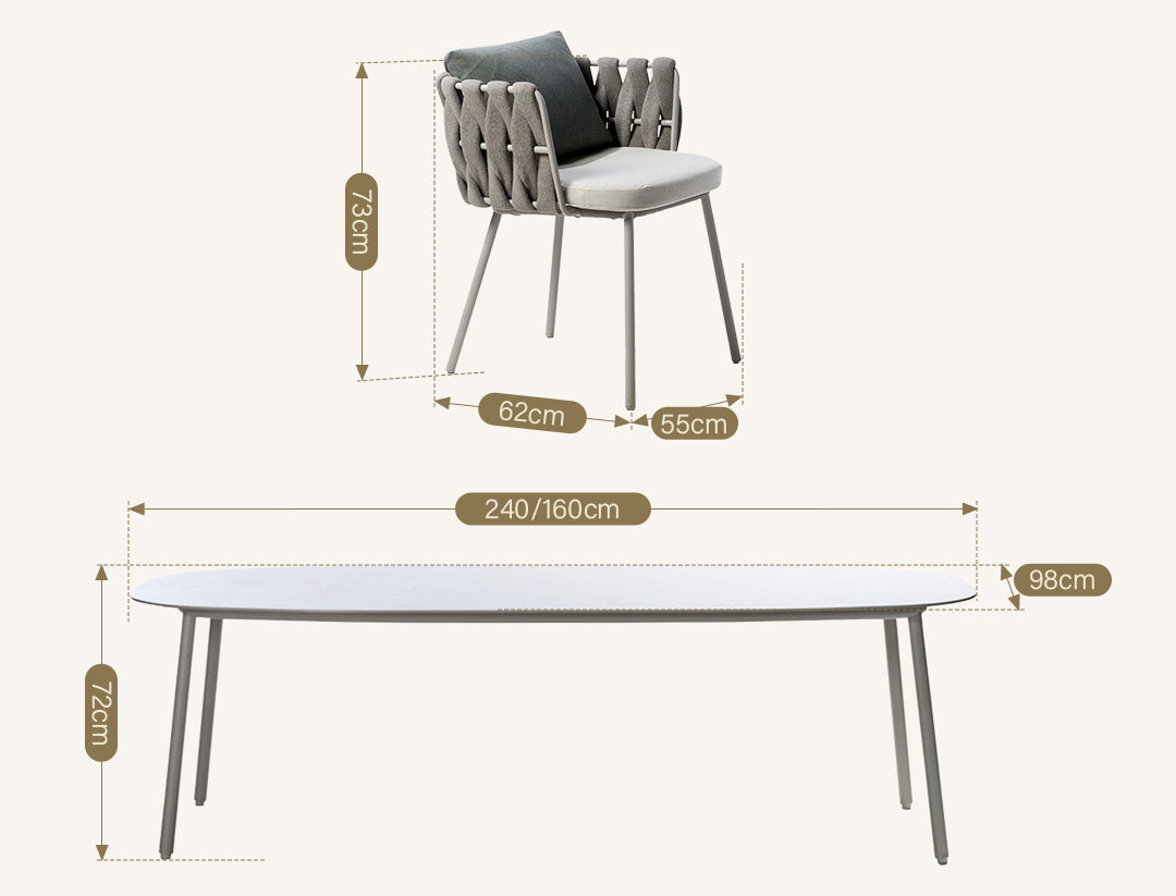 Vallee Rattan Outdoor Dining Table Set, Table With Six Dining Chairs
