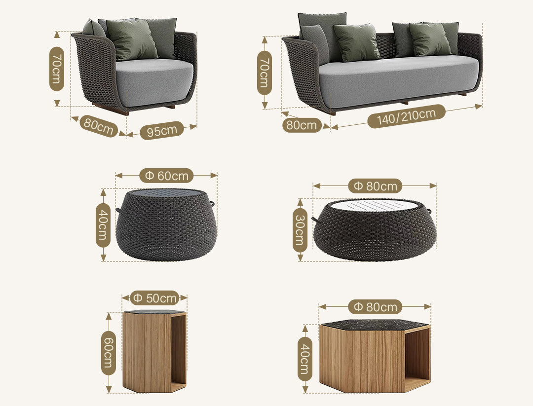 Eusden Rattan Outdoor Sofa Set, Outdoor Furniture