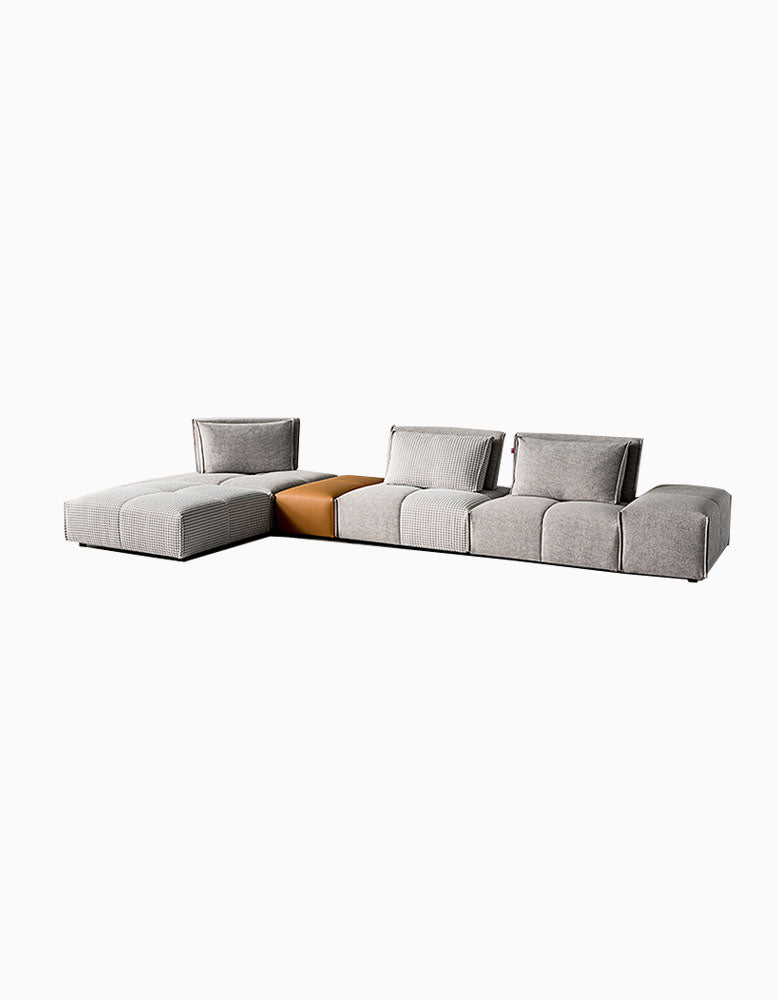 L-Shaped Sectional Two Seater/ Three Seater Sofa, Linen