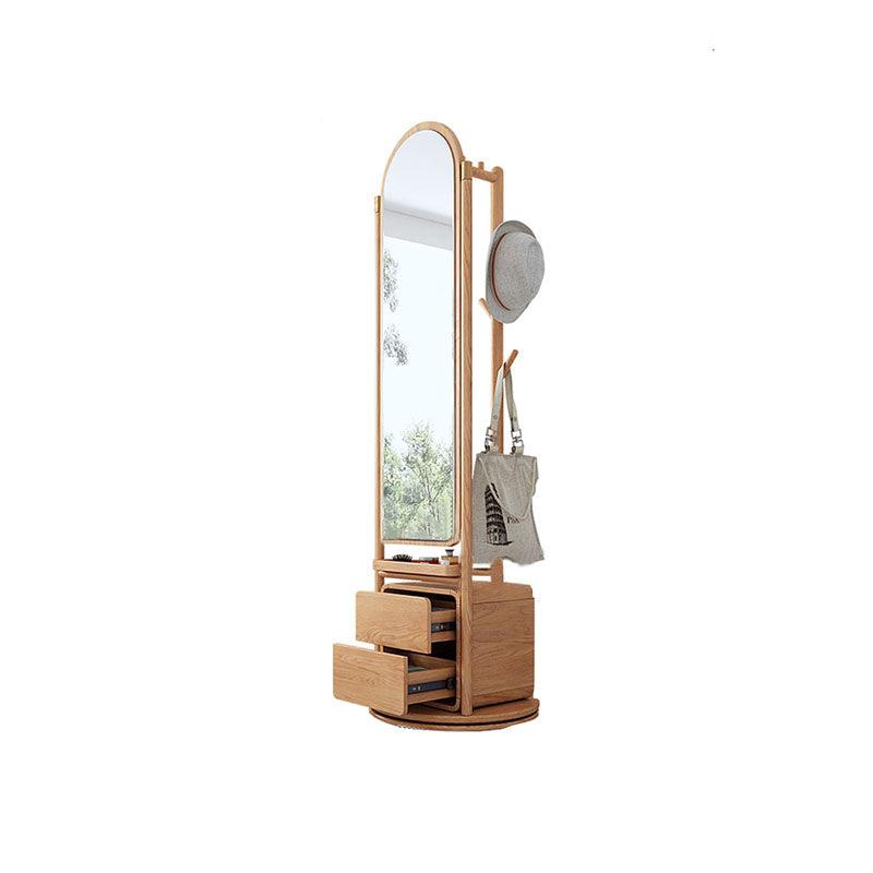 Rotatable Coat Rack, Wardrobe, Storage Rattan Oak