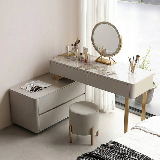 Davidson Dressing Table With LED Mirror, Extendable, Corner Dressing Table