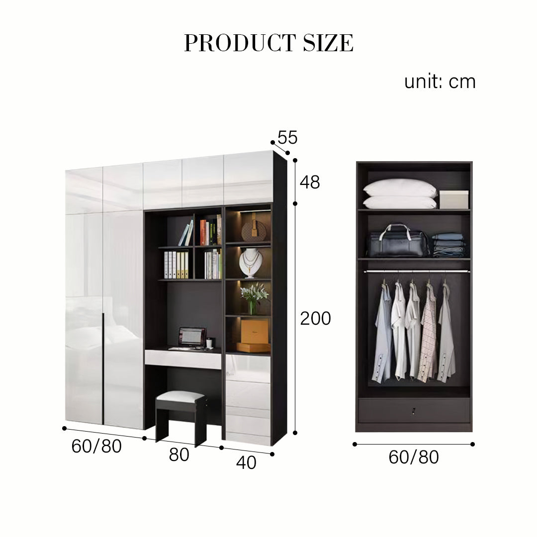 Nascimento Corner Wardrobe, Tall Wardrobe, L Shape Wardrobe With Dressing Table