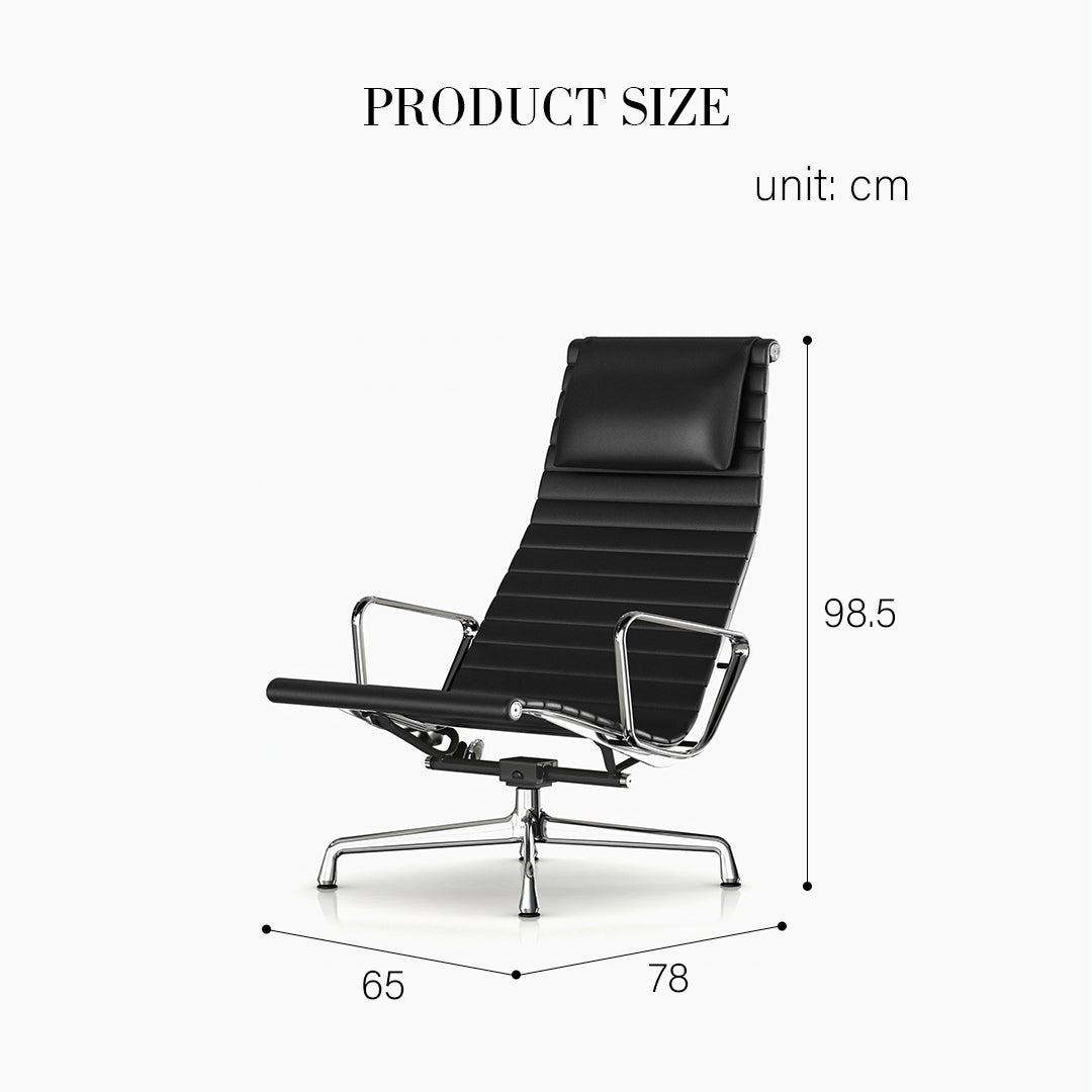 Qureshi Swivel Office Chair With Footstool, Black Leather