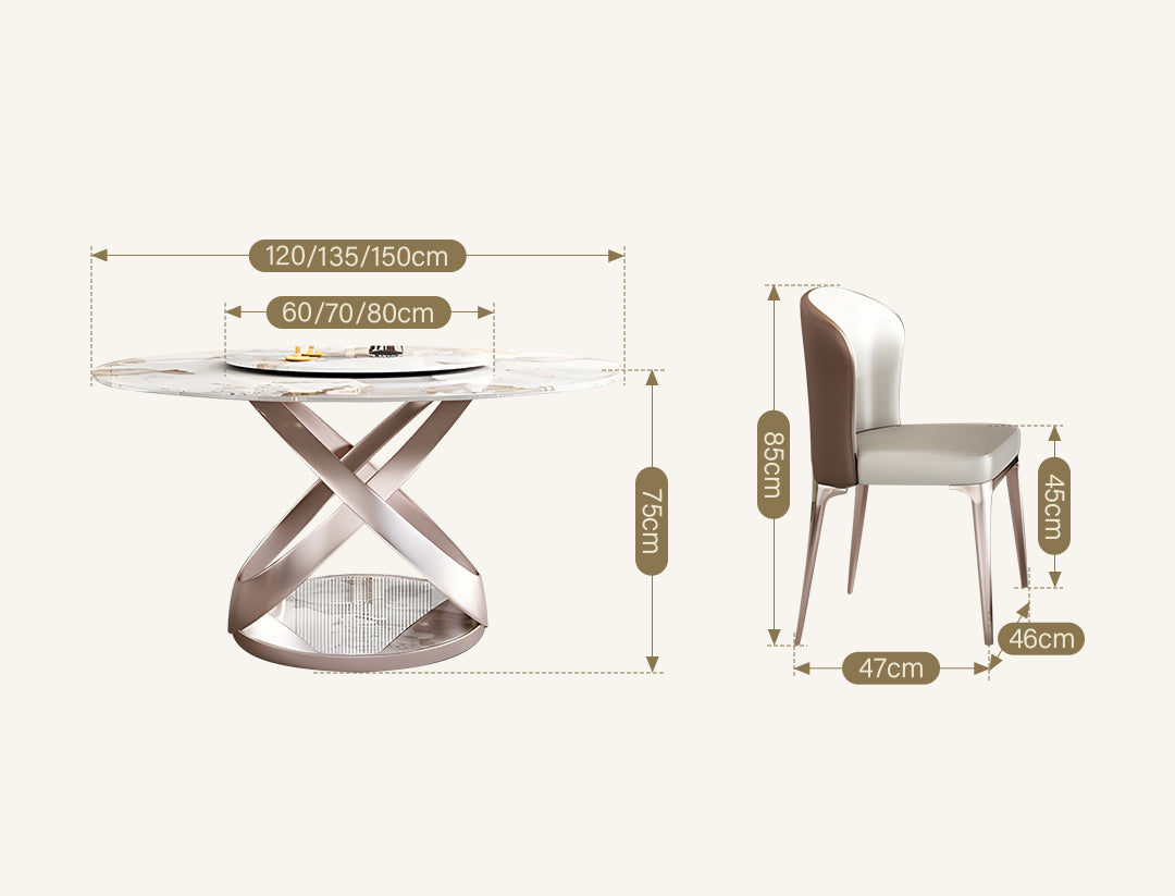 Androme Round Dining Table & Chairs, With Rotatable Tray