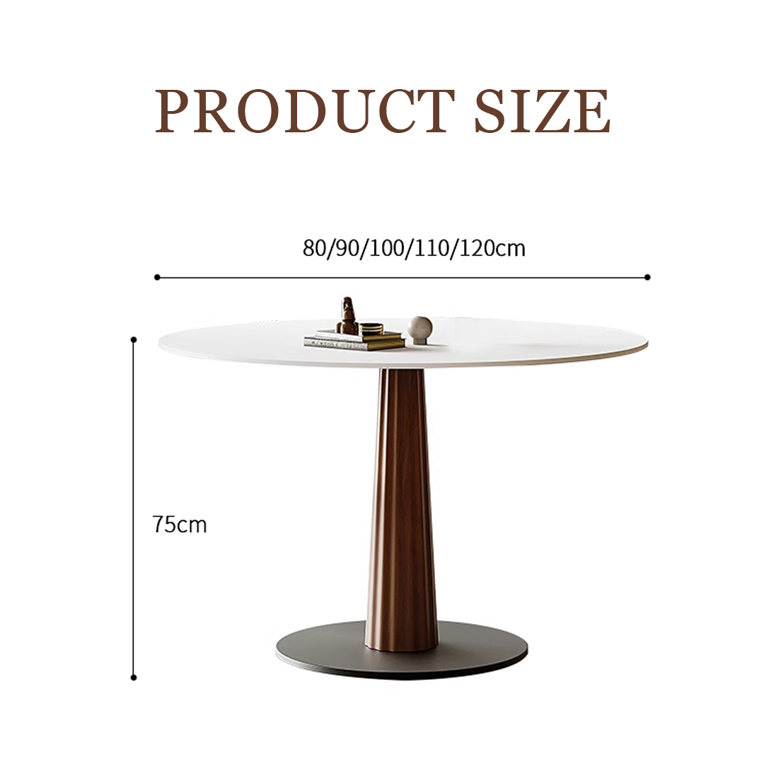 Anderson Small Round Dining Table, Sintered Stone & Solid Wood