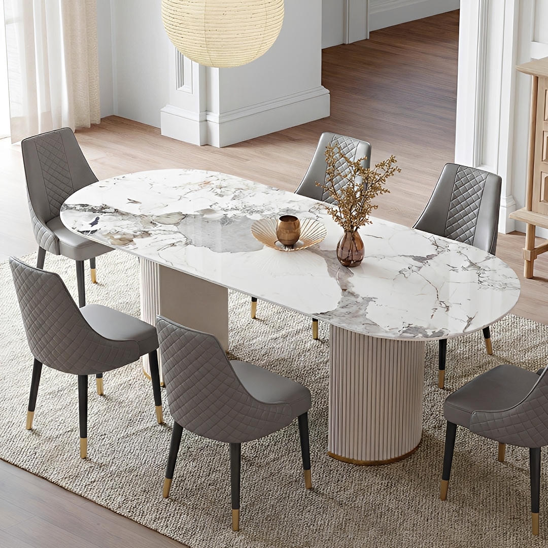 Costanza Dining Table, Sintered Stone, White