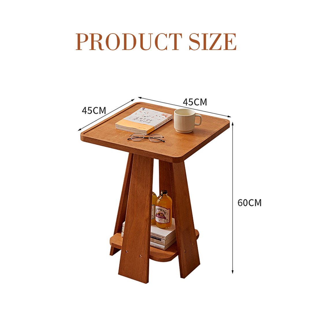 Eva Dne Side Table With Storage, Solid Wood