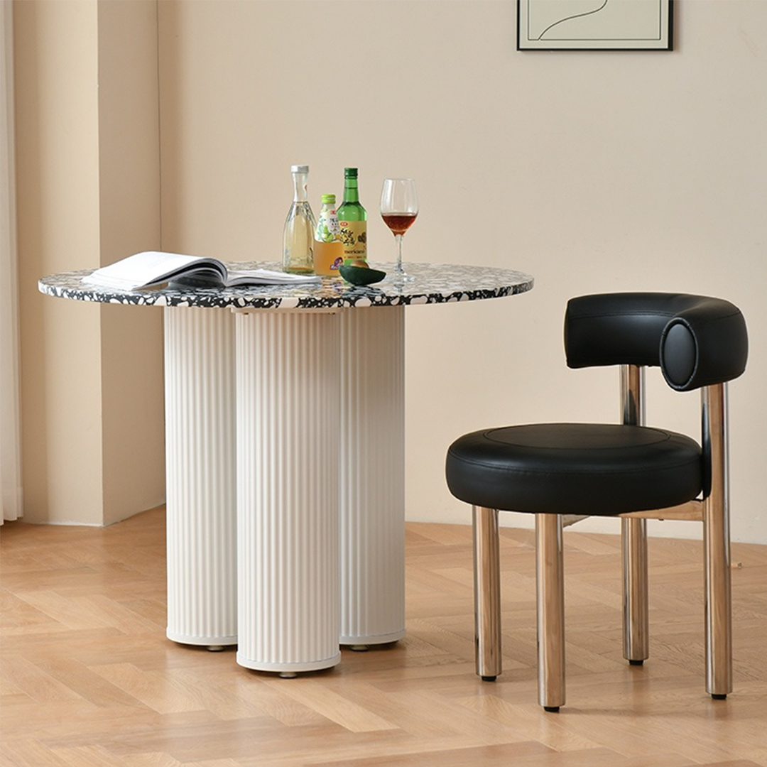 Nelli Modern Round Dining Table, Marble