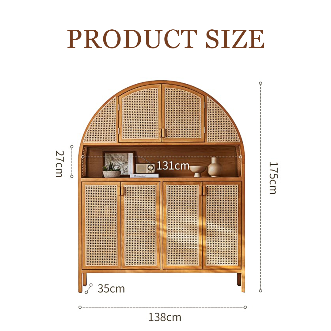 Eisha Rattan Shoe Storage, Cupboard, Solid Wood