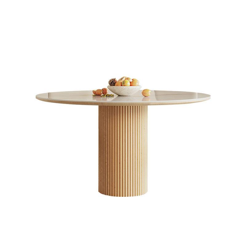 Sienna Round Dining Table, Premium Terrazzo And Wood Base