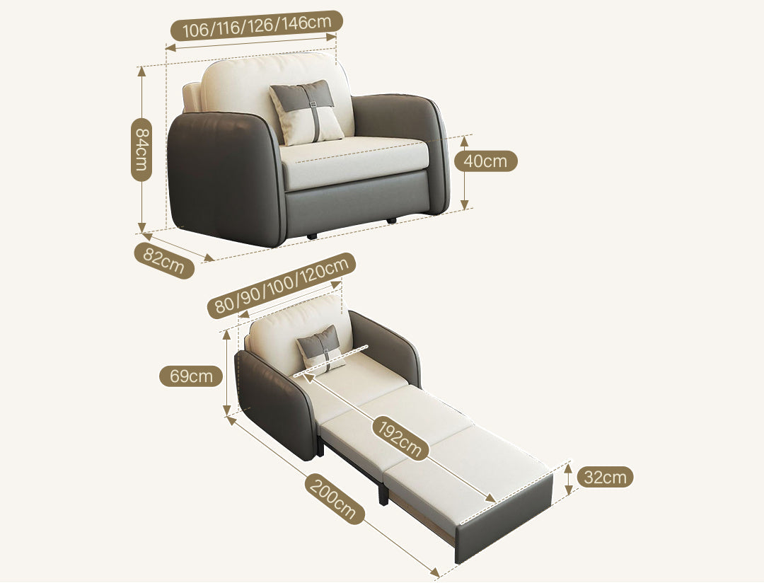Caio Single Sofa Bed, Leathaire