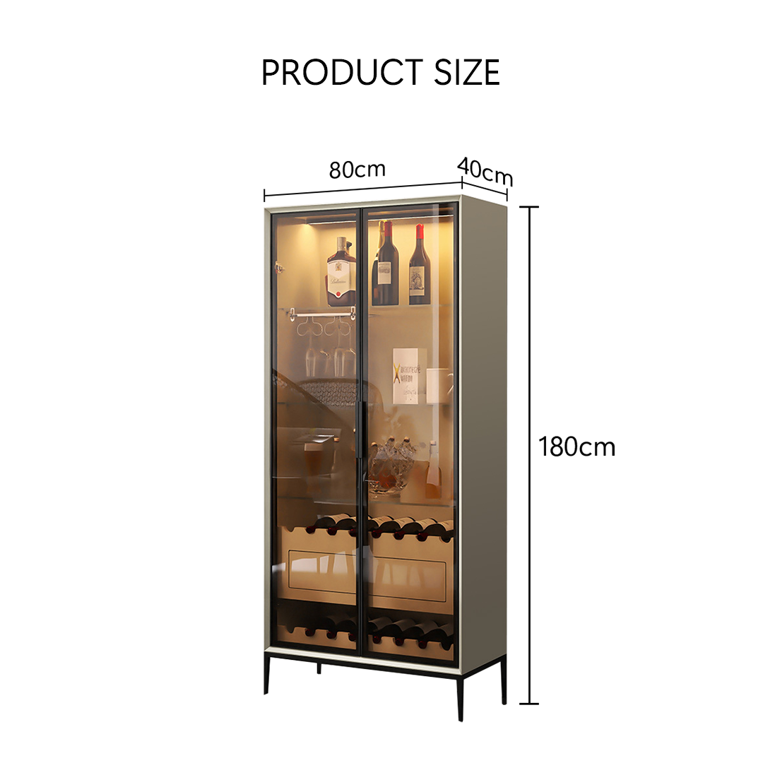 Delfina Wine Cabinet, Cabinet With Wine Rack, Light Grey Wood