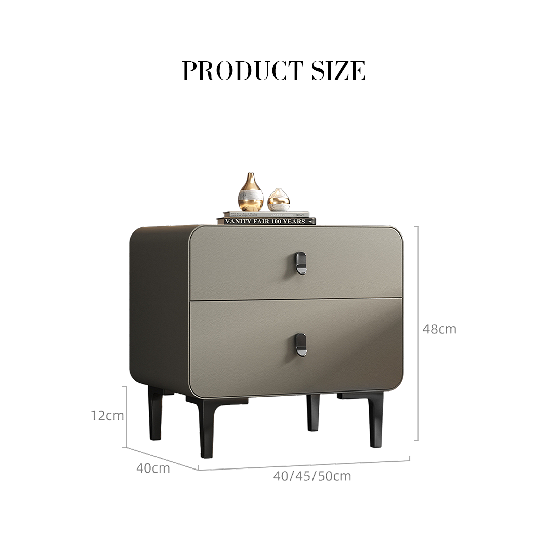 A Set of 2 Valeria Bedside Table In Grey, Wood (Display）