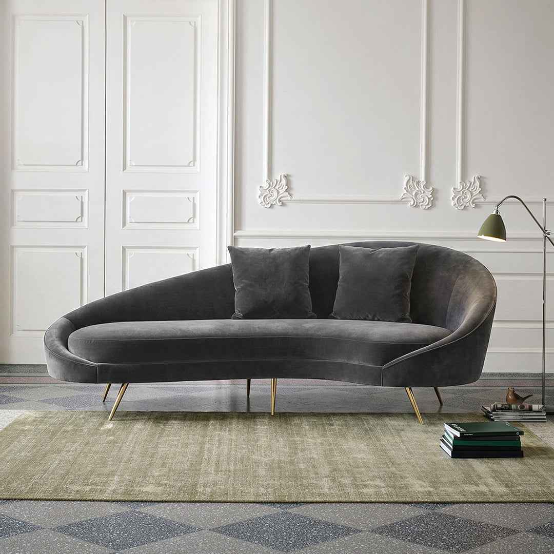 Slender Modern Curved Two Seater, Three Seater Sofa, Velvet