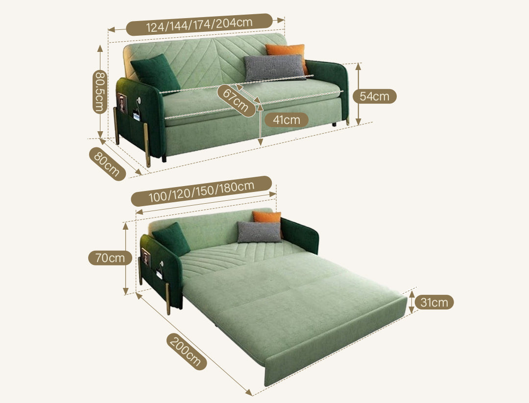 Aditi Two Seater Sofa Bed, Green