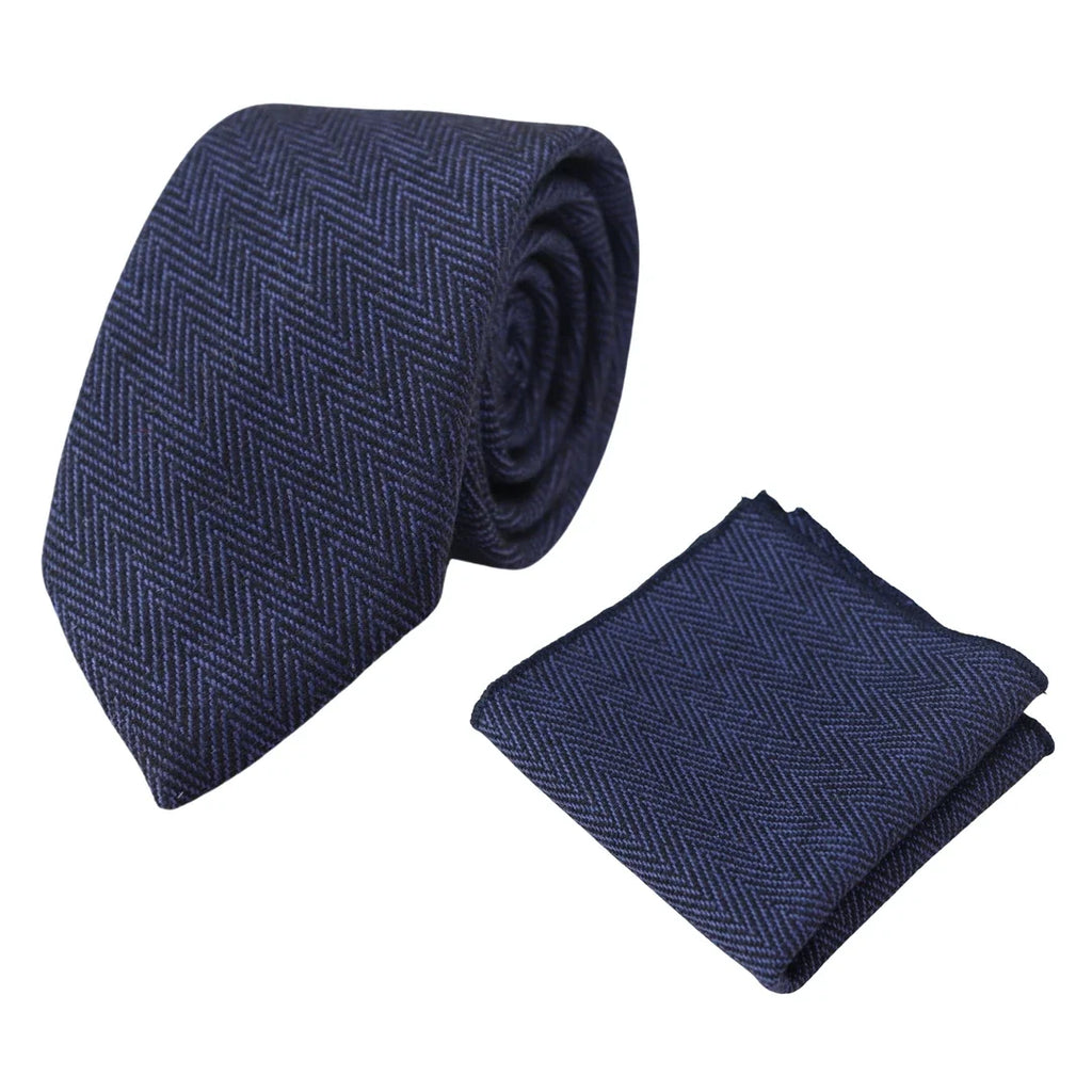 Men's Tweed Herringbone Tie & Pocket Square Set