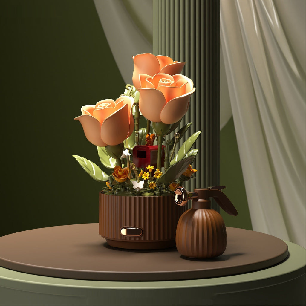 Preserved Flower Building Blocks Motion Flowers Model Birthday Valentine's Day Gift