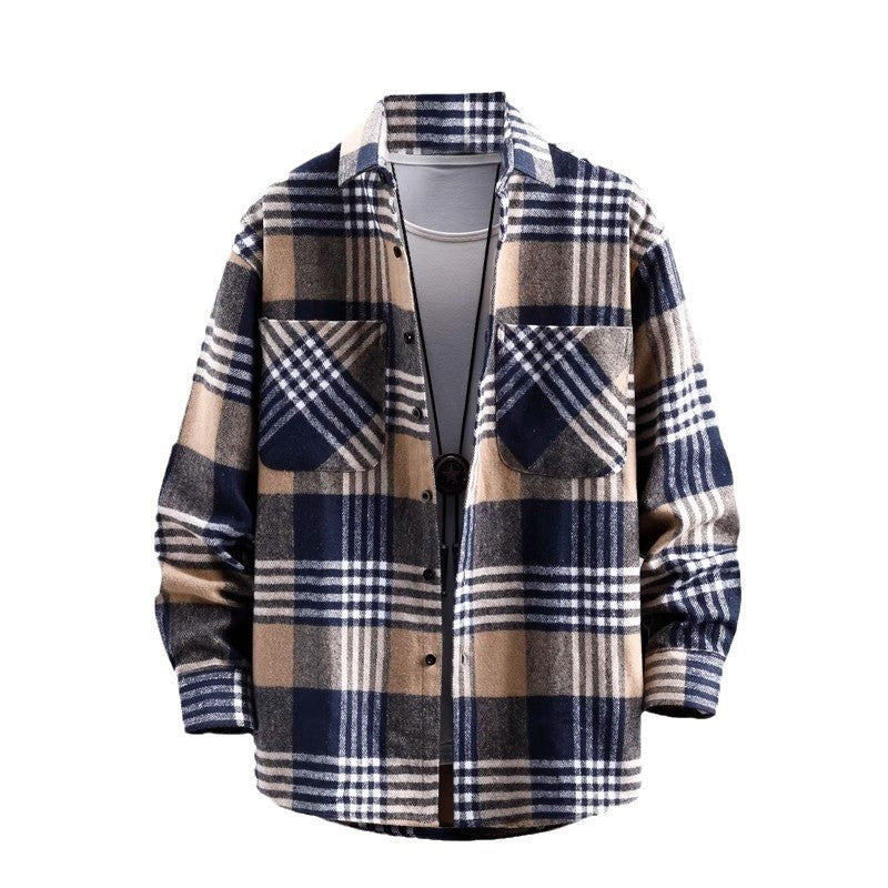 Handsome Lapels Shirt Coat Trendy Men