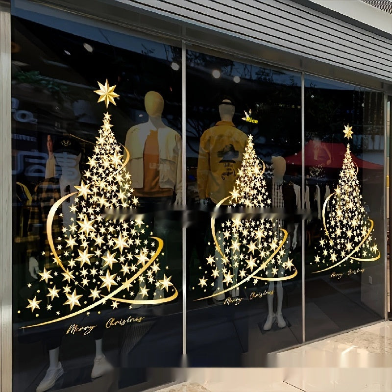 Golden Snowflake Christmas Tree Stickers