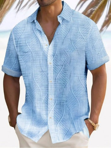 Beach Striped Shirt Short Sleeve Men