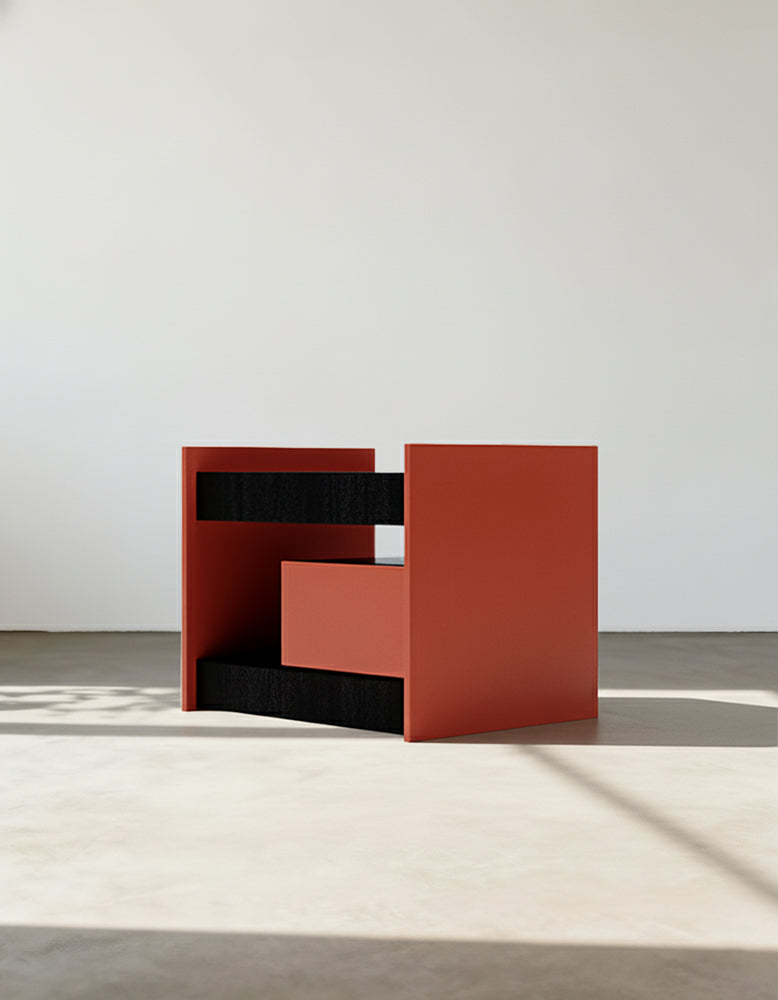 Ambrose Wooden Bedside Table, Red