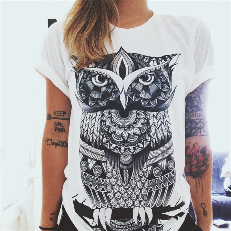 Summer fashion trend loose cotton black and white letter T-shirt print top