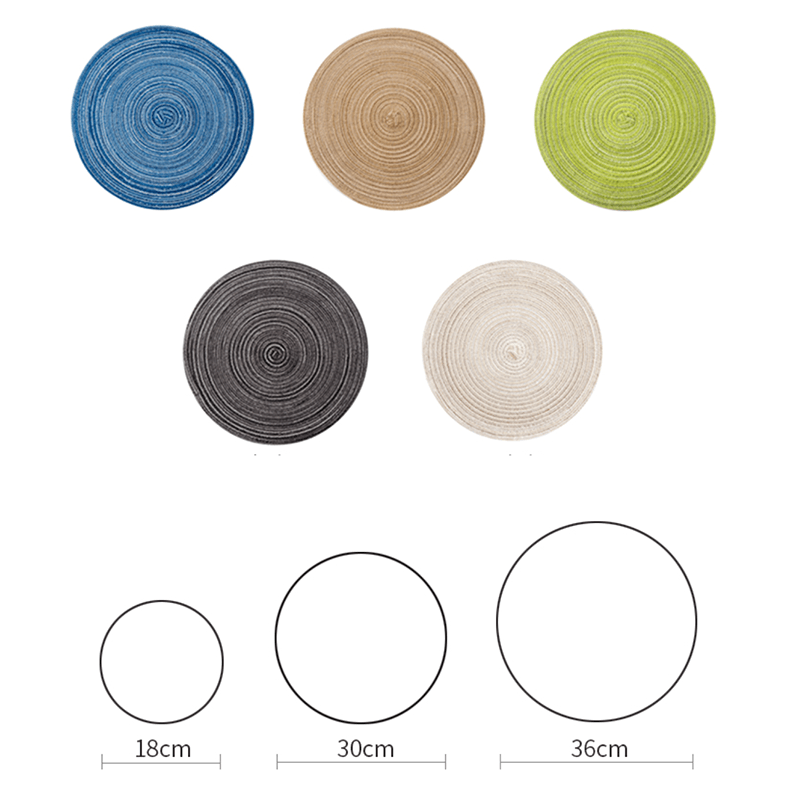 Round Braided Woven Placemats, Set of 4 Pieces