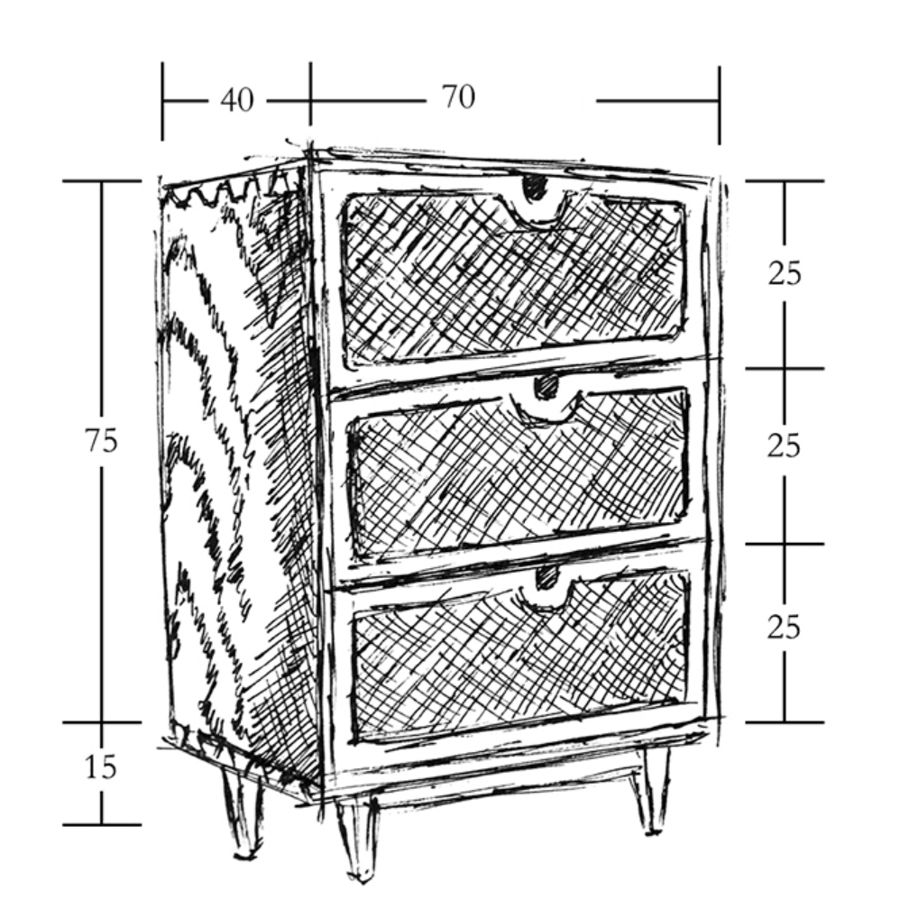 Pavia Chests Of Drawers, Natural Rattan & Oak