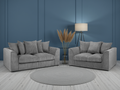 Harley Jumbo Cord Grey 3+2 Sofa Set: Removable Cushions, Wood Frame