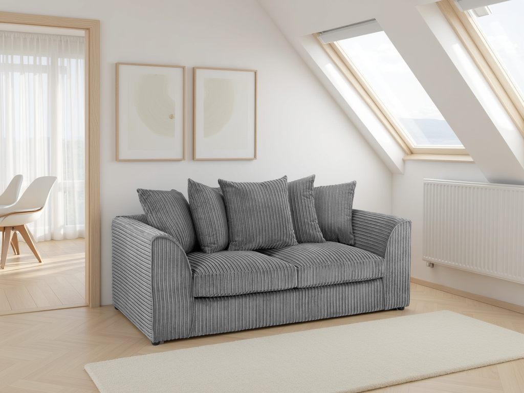Harley Jumbo Grey 3 Seater Sofa: Cosy Foam-Filled Living Room Comfort
