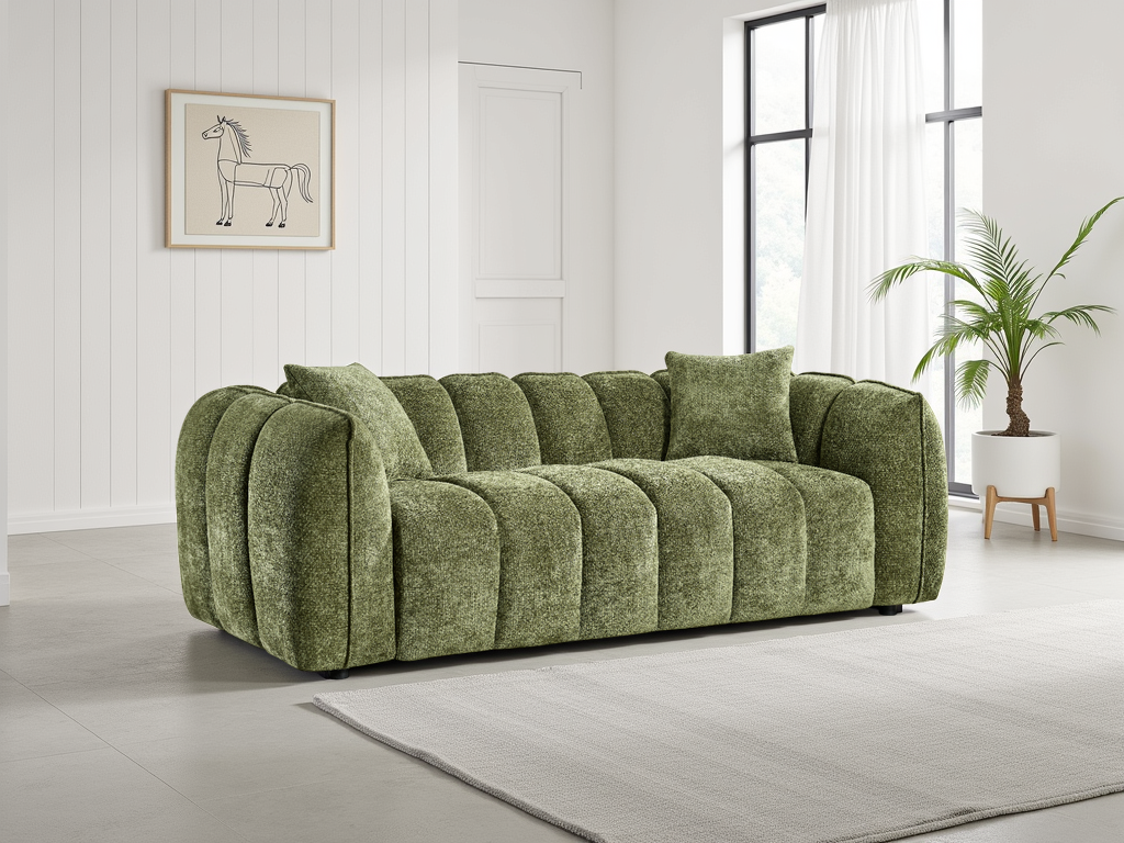 Venice Velvet 3-Seater Sofa - Tufted Design, Deep Cushions