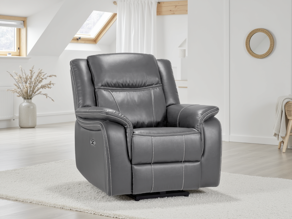 Galaxy Tech Electric Recliner Armchair: USB Ports,  Leather