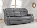 Galaxy Tech Electric Recliner 3-Seater Sofa, Grey Leather, USB Ports & Storage