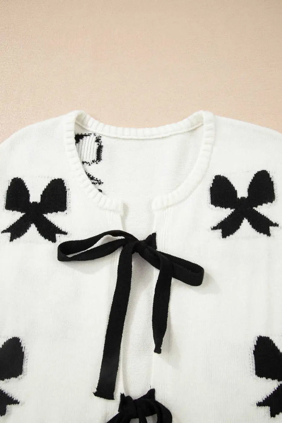 White Lace Bow Knit Cardigan Women UK