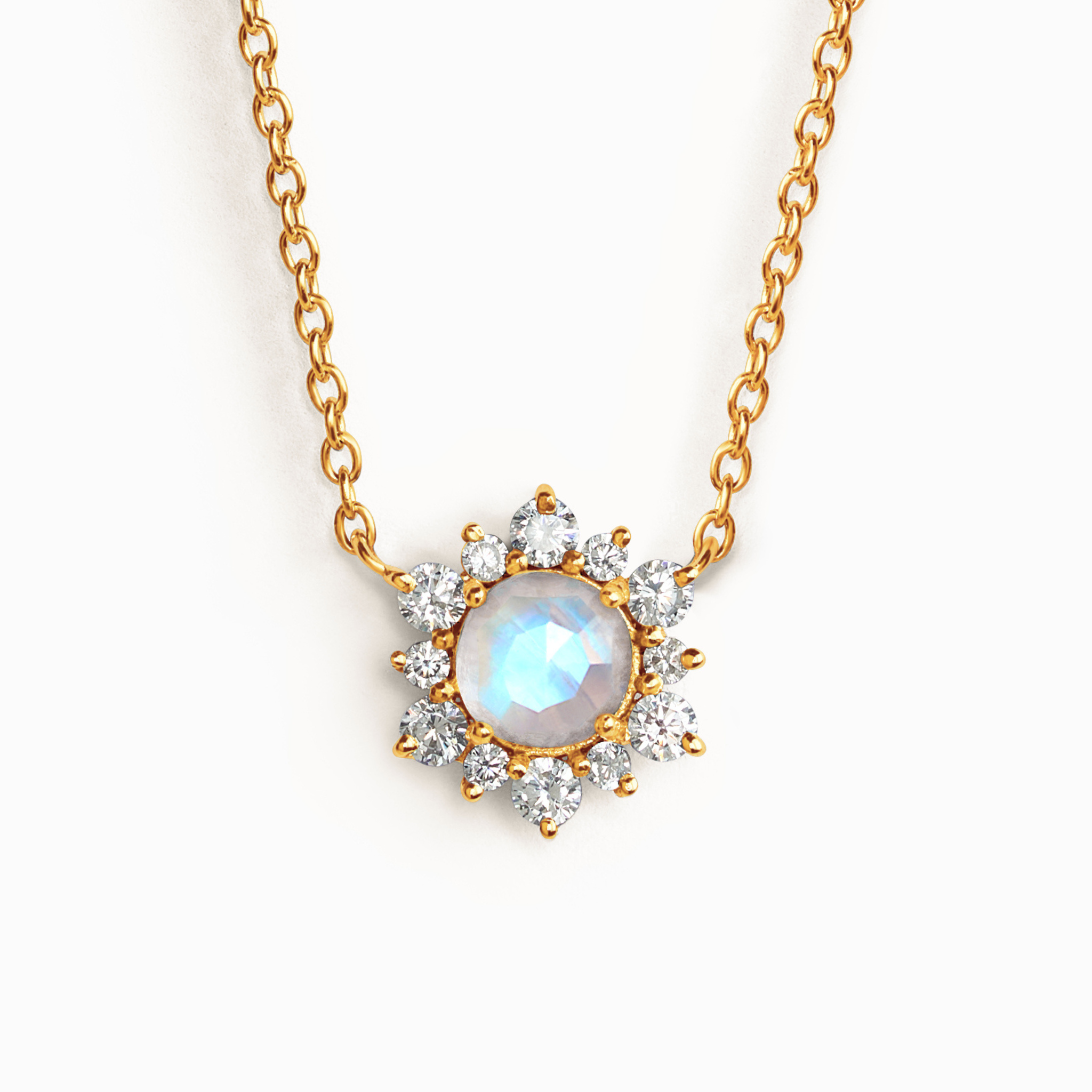 Rainbow Moonstone Necklace in 18k Gold Vermeil