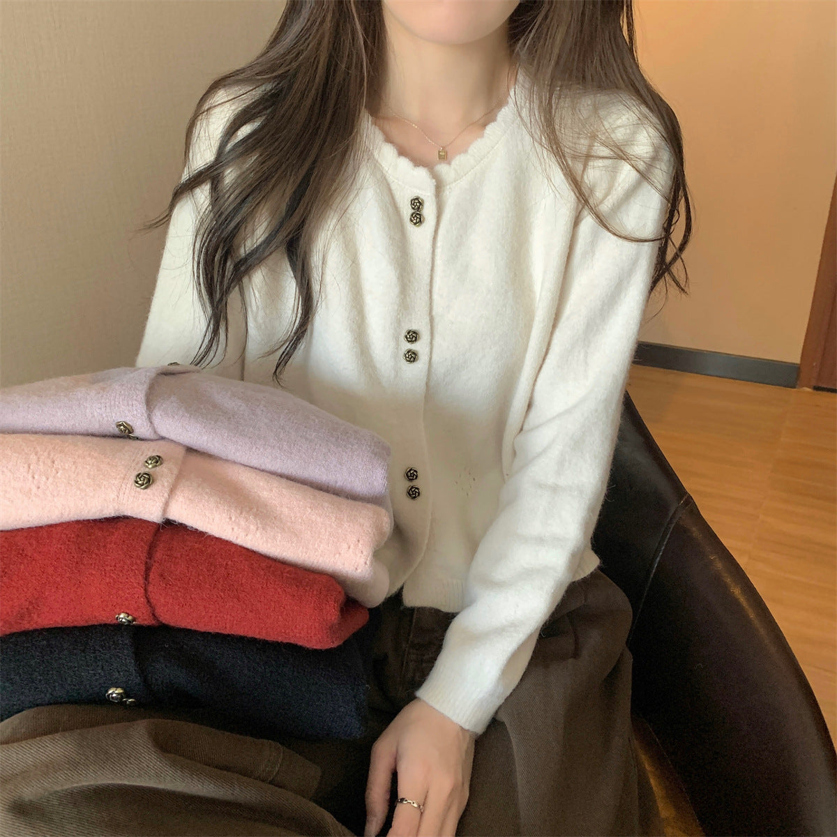 Women's Long-sleeved Sweater Cardigan Coat
